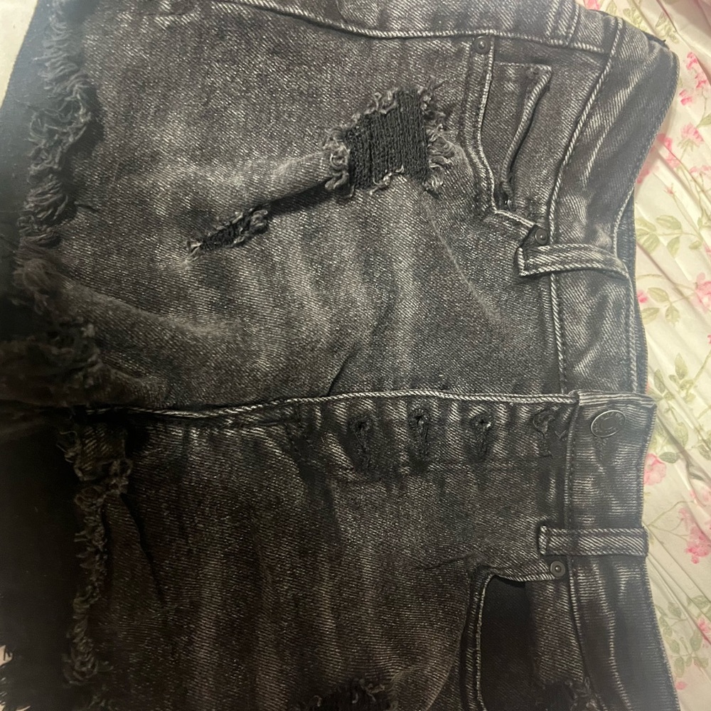 Indigo Rein Black Distressed Denim Shorts